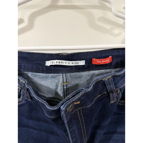 Celebrity Pink Jeans Womens 13/31 Blue distressed Raw Hem Stretch Dark Wash - Picture 8 of 10